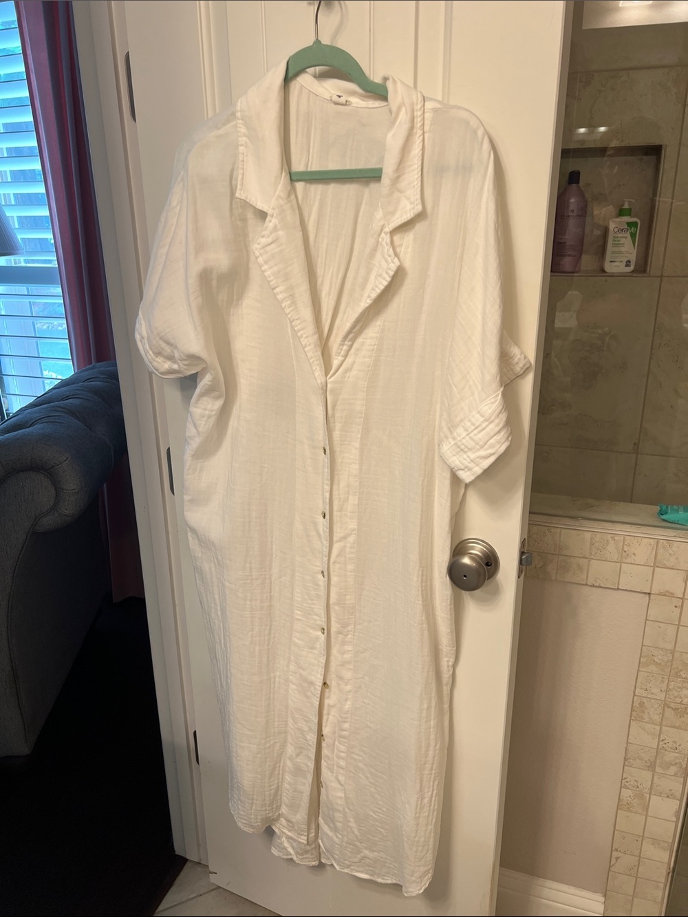 Anthropologie White Button-Front  Swimsuit Coverup